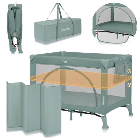 Lit parapluie parc bébé 3en1 laura 0-36 mois avec matelas haute densité et roulettes Beige sand+Black carbon+Green sage+Grey concrete+Pink nude 13 - vertbaudet enfant 