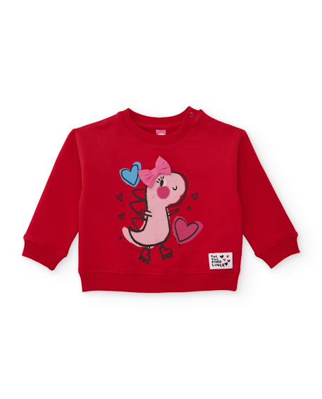 Ensemble bébé fille en molleton avec sweat à motif ludique et leggings assortis Rouge 3 - vertbaudet enfant 
