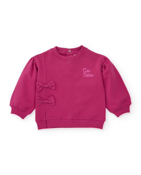 Ensemble en molleton pour fille avec sweat à nœud et pantalon assorti Rose 2 - vertbaudet enfant 