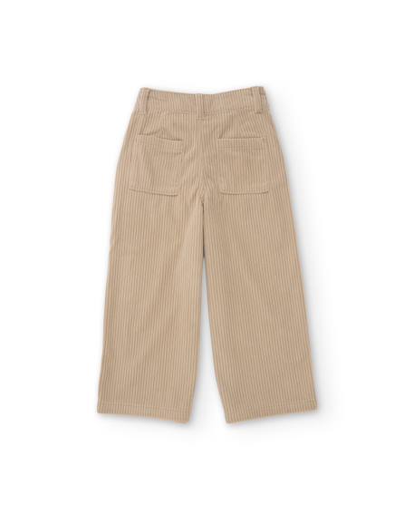Pantalon fille en velours côtelé avec coupe droite et poches latérales Beige 2 - vertbaudet enfant 