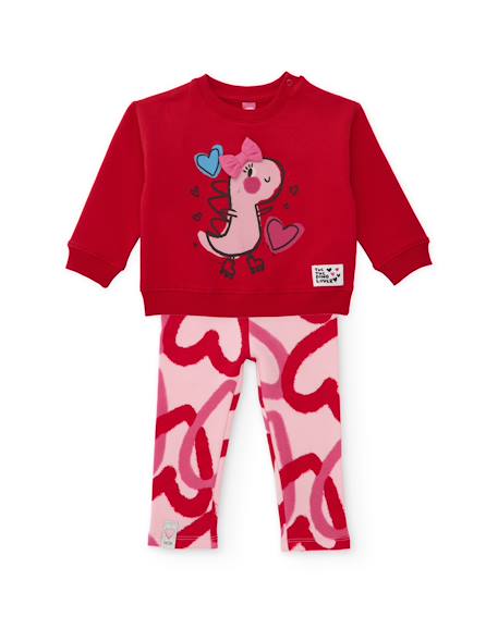 Ensemble fille en molleton avec sweat à motif ludique et leggings assortis Rouge 2 - vertbaudet enfant 