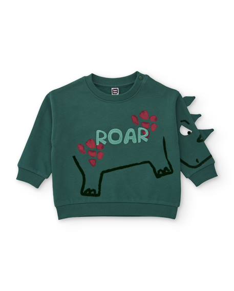 Ensemble garçon en molleton avec sweat rhinocéros et pantalon imprimé Vert 2 - vertbaudet enfant 