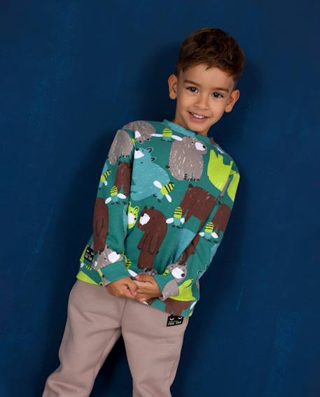 Pantalon garçon en molleton à taille élastique et coupe confortable Beige 1 - vertbaudet enfant 