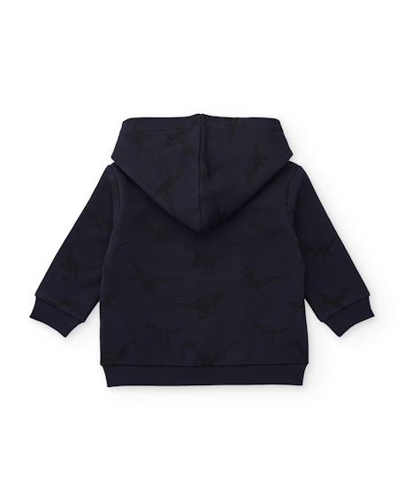 Sweat en molleton pour garçon avec fermeture éclair et capuche Bleu 2 - vertbaudet enfant 