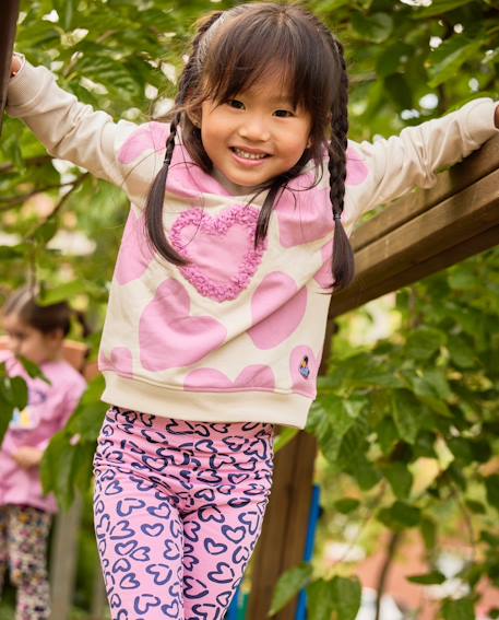 Ensemble fille en molleton avec sweat à cœurs et legging assorti Rose 1 - vertbaudet enfant 