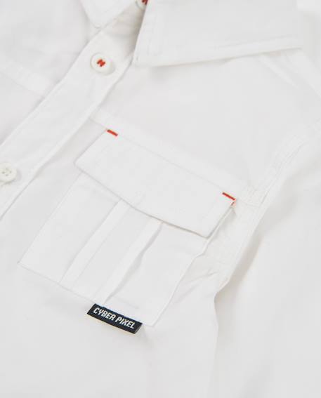 Chemise en coton pour garçon avec poche frontale et coupe classique Blanc 4 - vertbaudet enfant 