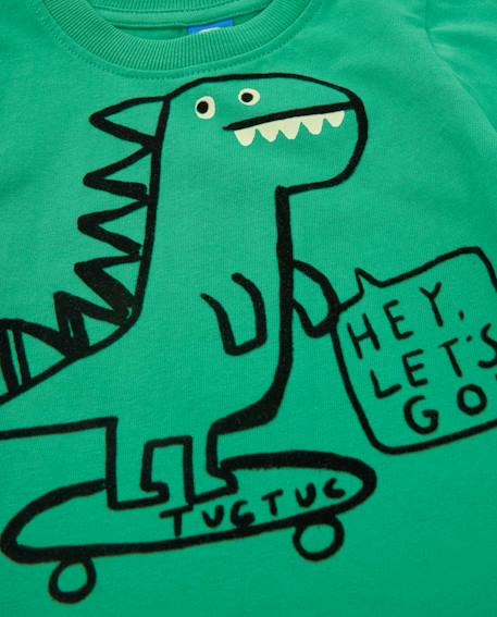 T-shirt manches longues garçon en jersey à motif dinosaure Vert 4 - vertbaudet enfant 