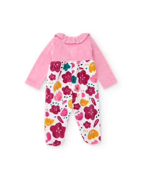 Barboteuse en tricot pour bébé avec imprimé floral Rose 2 - vertbaudet enfant 