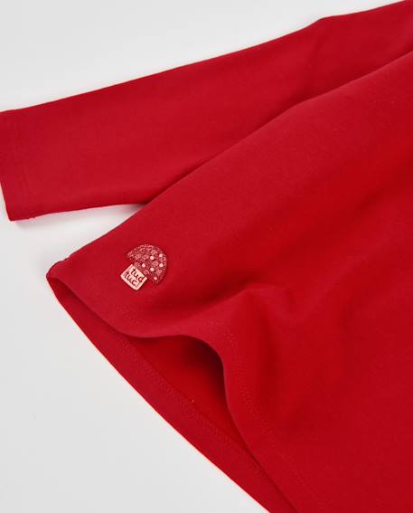 T-shirt fille en jersey à manches longues et écusson cœur Rouge 4 - vertbaudet enfant 