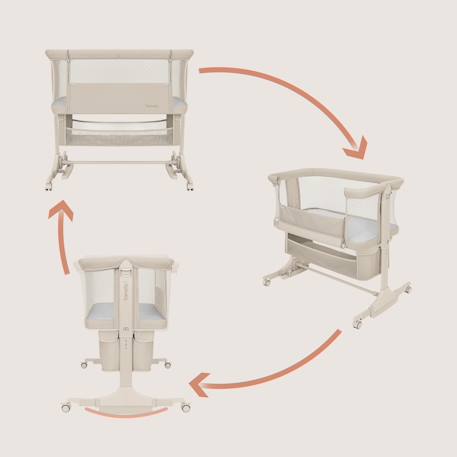 Lit cododo berceau 3en1 jodie réglable en hauteur et inclinaison avec matelas haute densité Beige cream+Beige taupe+Green graphite 2 - vertbaudet enfant 