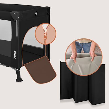 Lit cododo 3en1 ellen avec fonction lit parapluie et parc bébé, matelas haute densité et roulettes Beige sand+Black carbon+Green sage 10 - vertbaudet enfant 