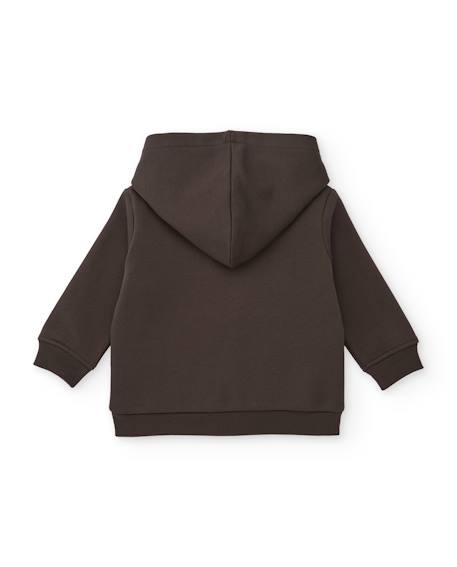 Sweat en molleton pour garçon avec capuche Marron 2 - vertbaudet enfant 