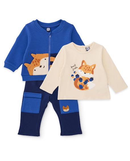 Ensemble en molleton pour bébé avec sweat zippé Bleu 1 - vertbaudet enfant 