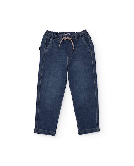 Jean garçon avec taille élastique et coupe droite Bleu 2 - vertbaudet enfant 