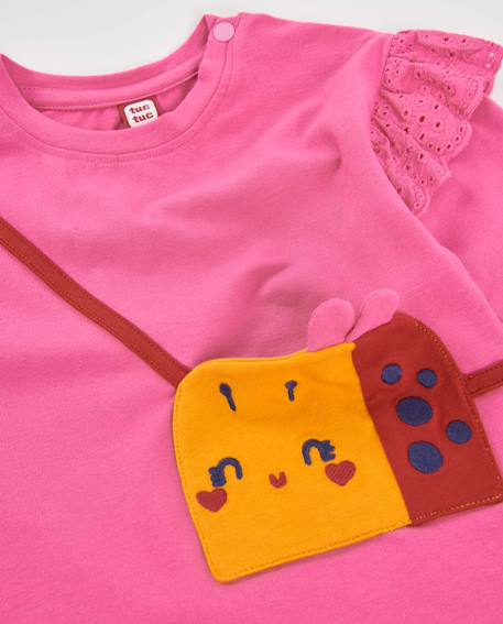 T-shirt fille en jersey à volants au design ludique Rose 5 - vertbaudet enfant 