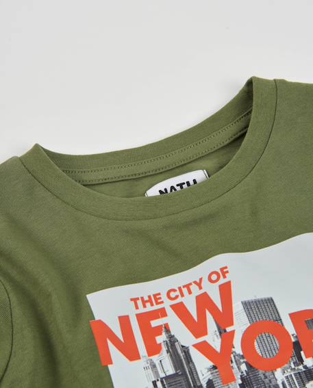 T-shirt garçon en maille avec imprimé de ville et manches longues Vert 3 - vertbaudet enfant 