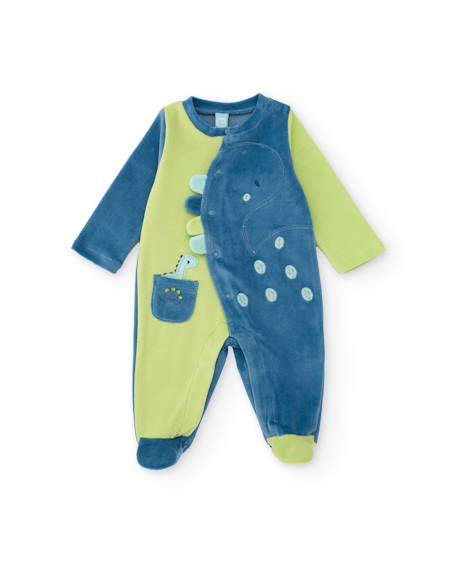Barboteuse en molleton pour bébé avec dinosaure brodé Bleu 1 - vertbaudet enfant 