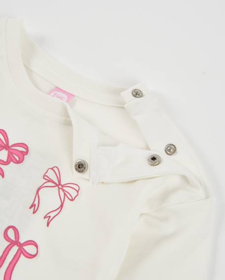 T-shirt en maille à manches longues pour fille avec motif de nœuds Blanc 3 - vertbaudet enfant 