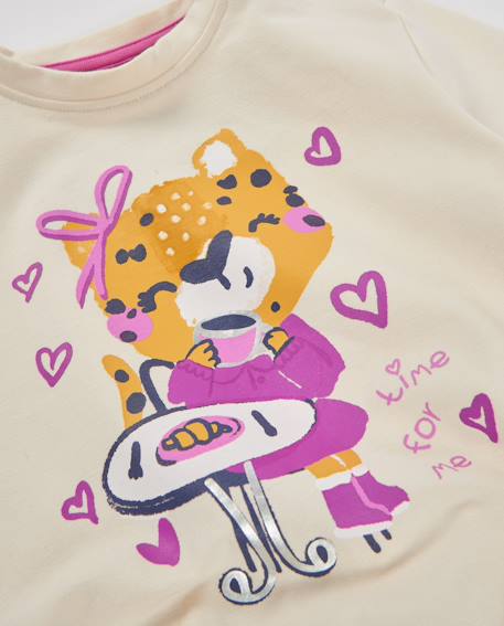 T-shirt en jersey fille à motif léopard et détail nœud Blanc 3 - vertbaudet enfant 