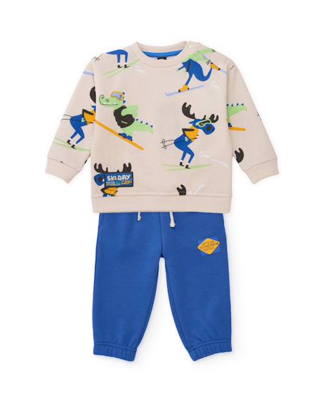 Ensemble en molleton pour bébé garçon avec imprimé crocodiles et pantalon assorti Blanc 2 - vertbaudet enfant 