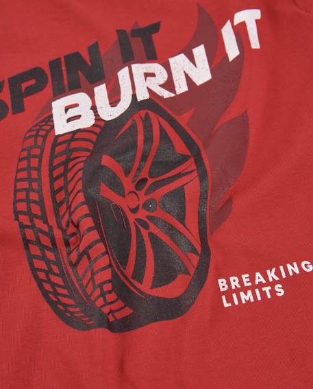 T-shirt garçon en maille avec motif de roue Rouge 4 - vertbaudet enfant 