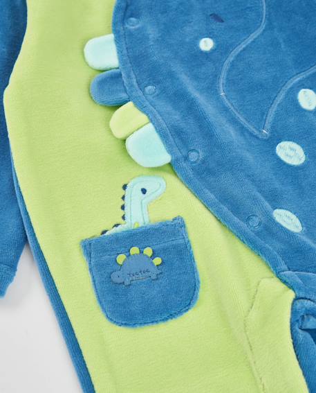 Barboteuse en molleton pour bébé avec dinosaure brodé Bleu 3 - vertbaudet enfant 