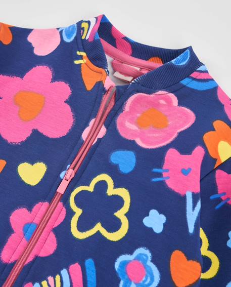 Veste zippée fille en molleton à imprimé floral Bleu 3 - vertbaudet enfant 