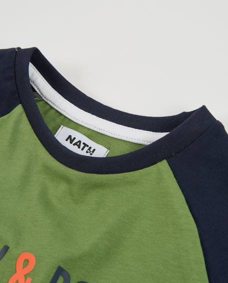 T-shirt garçon en jersey avec imprimé rock et manches contrastées Vert 4 - vertbaudet enfant 