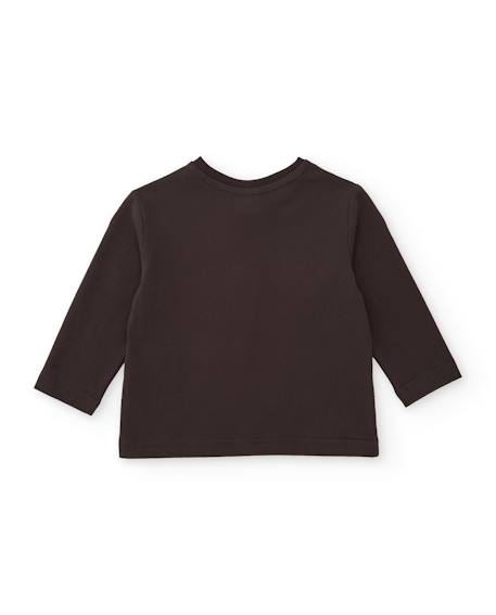 T-shirt garçon en jersey manches longues et imprimé devant Marron 2 - vertbaudet enfant 