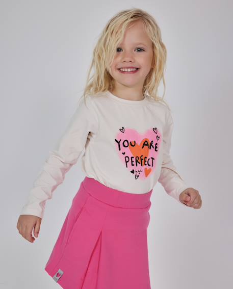 T-shirt fille en jersey à motif placé et message positif Blanc 1 - vertbaudet enfant 