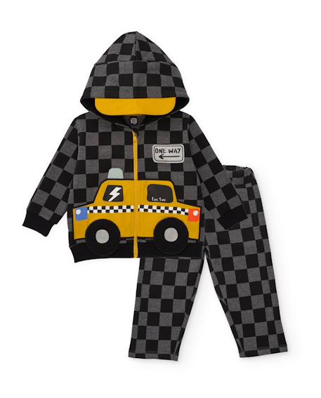 Survêtement bébé garçon en molleton avec veste géométrique et pantalon assorti Noir 2 - vertbaudet enfant 