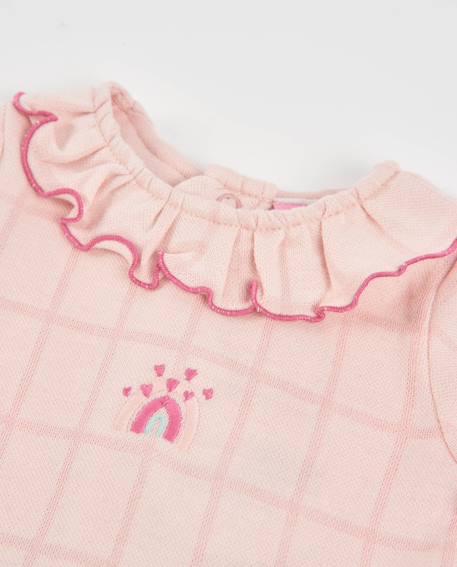 Ensemble bébé avec blouse à volants en tissu plat et leggings en maille Rose 6 - vertbaudet enfant 