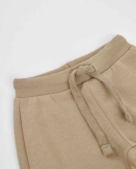 Pantalon en molleton pour garçon avec chevilles côtelées et cordon de serrage Marron 3 - vertbaudet enfant 
