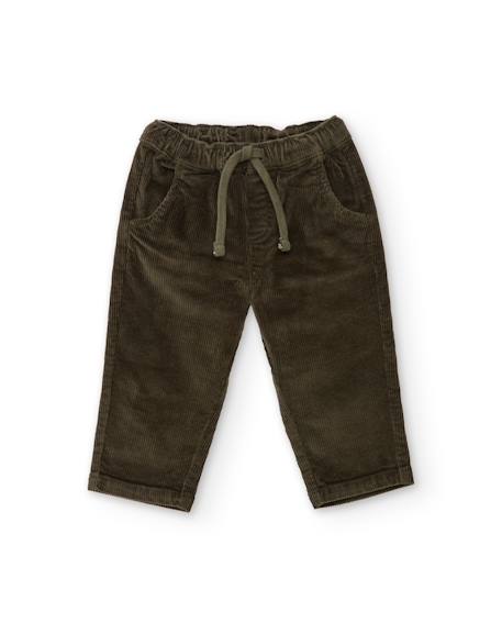 Pantalon garçon en velours côtelé avec taille ajustable et toucher doux Vert 1 - vertbaudet enfant 
