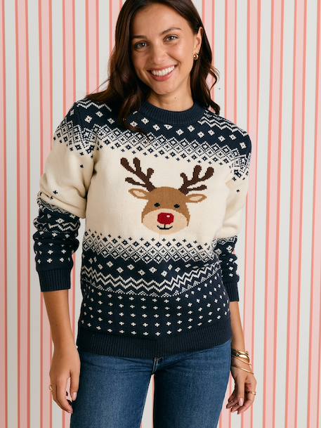 Pull de Noël Adulte Mixte Capsule Famille marine 1 - vertbaudet enfant 