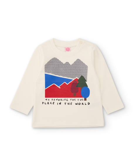 T-shirt garçon en jersey à motif graphique respirant Blanc 1 - vertbaudet enfant 
