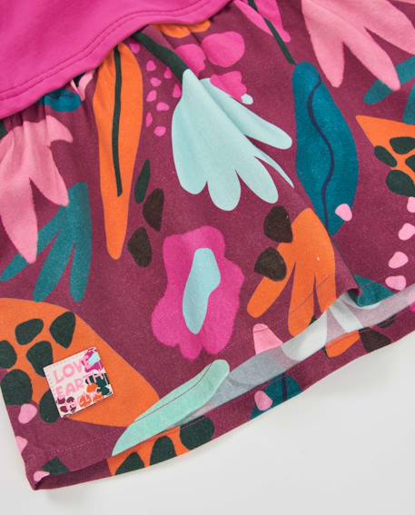 Robe fille à capuche et imprimé floral en tissu léger Violet 4 - vertbaudet enfant 