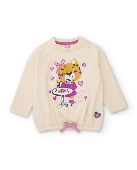 T-shirt en jersey fille à motif léopard et détail nœud Blanc 1 - vertbaudet enfant 