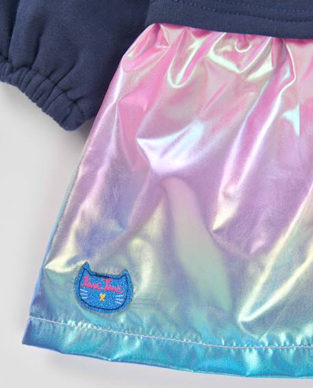 Robe fille en molleton avec motif tête de chat Bleu 4 - vertbaudet enfant 