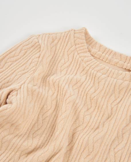 Robe midi de fille en tricot à côtes avec manches longues Beige 4 - vertbaudet enfant 
