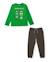 Ensemble pour garçon avec t-shirt en coton à motif pixélisé et pantalon Vert 1 - vertbaudet enfant 