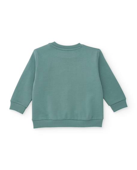 Ensemble bébé garçon en molleton avec sweat imprimé et pantalon assorti Vert 4 - vertbaudet enfant 