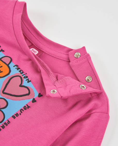 T-shirt fille en jersey à volants et motif illustré Rose 3 - vertbaudet enfant 