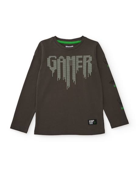 T-shirt en coton pour garçon avec imprimé gamer Gris 1 - vertbaudet enfant 
