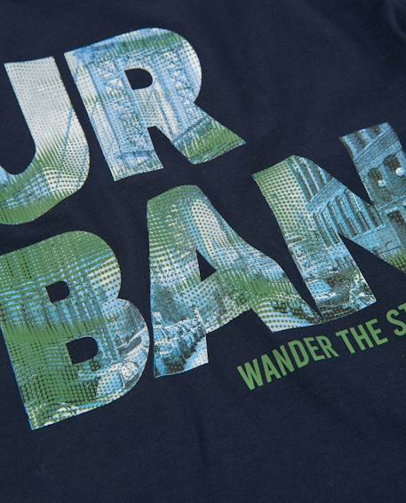 T-shirt garçon en maille avec sérigraphie urbaine Bleu 4 - vertbaudet enfant 