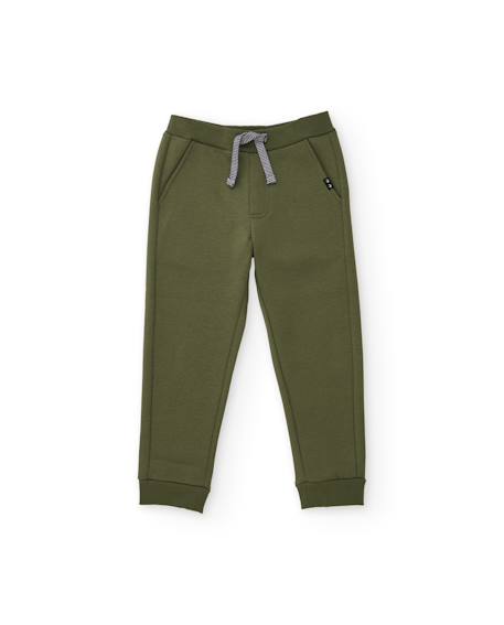 Pantalon en molleton avec taille ajustable et poches pour garçon Vert 1 - vertbaudet enfant 