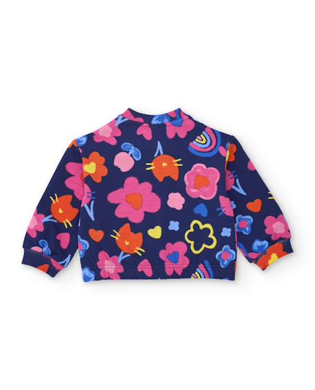 Ensemble fille en molleton avec veste zippée imprimée et pantalon Bleu 4 - vertbaudet enfant 