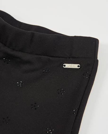 Pantalon pour fille en maille avec coupe droite et décoration subtile Noir 4 - vertbaudet enfant 
