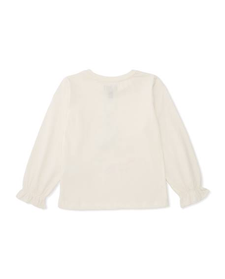 T-shirt fille en maille avec illustration parisienne et nœud décoratif Blanc 2 - vertbaudet enfant 
