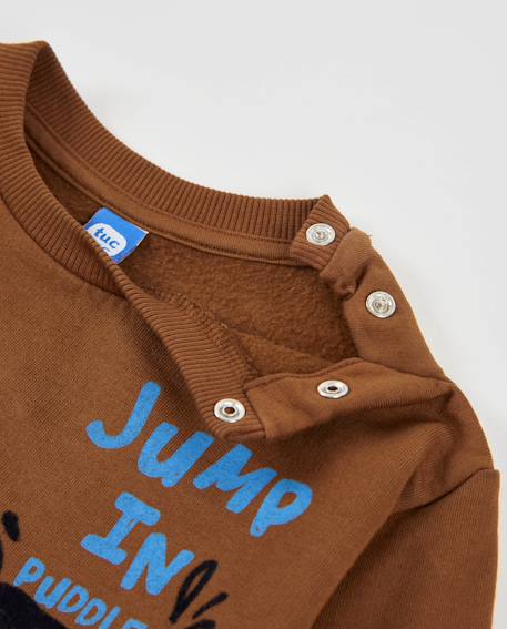 Sweat bébé garçon en molleton avec motif grenouille et message imprimé Marron 3 - vertbaudet enfant 